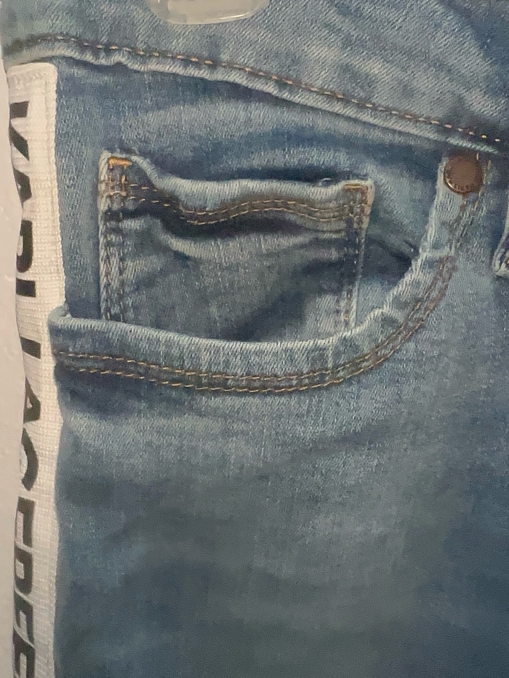 Karl Lagerfeld Dark Blue Skinny Jeans with White Branded Side Tape - Picture 6 of 10